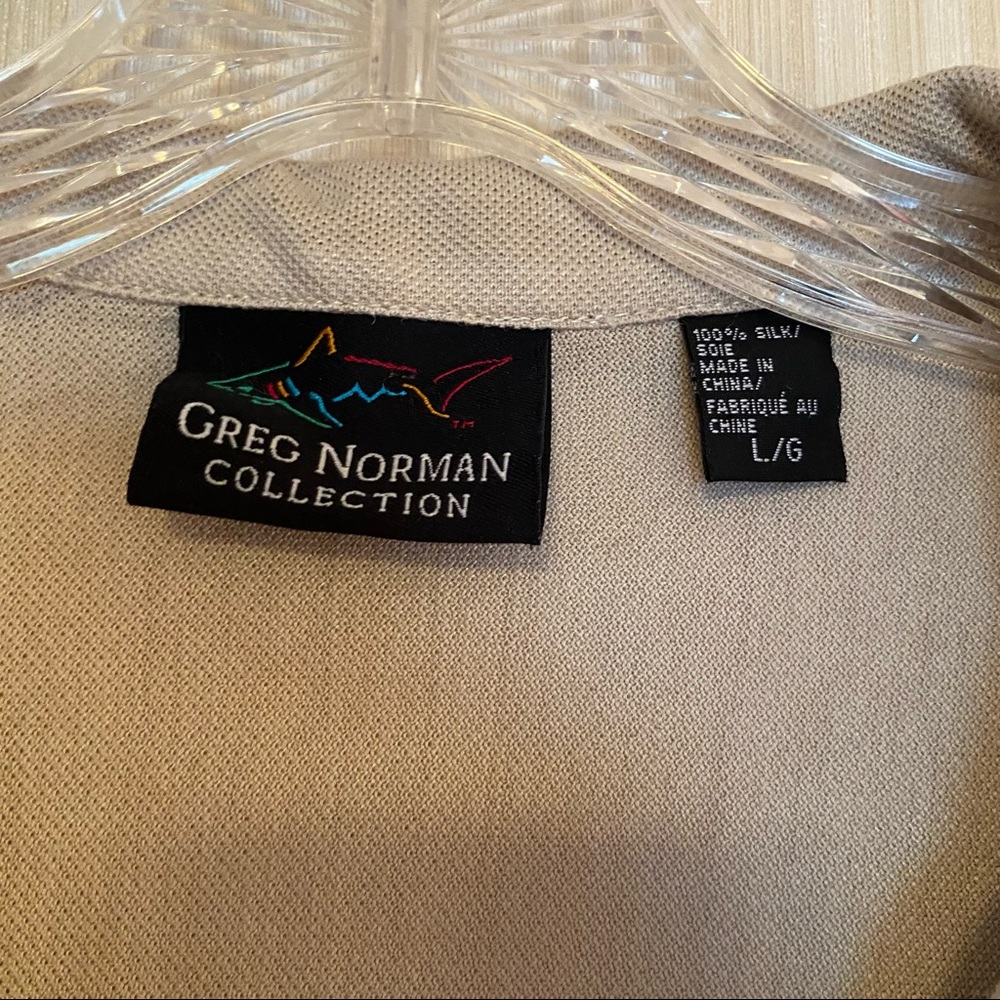Greg Norman Silk Button Front Shirt Golf Missing Button Size L - Picture 3 of 4